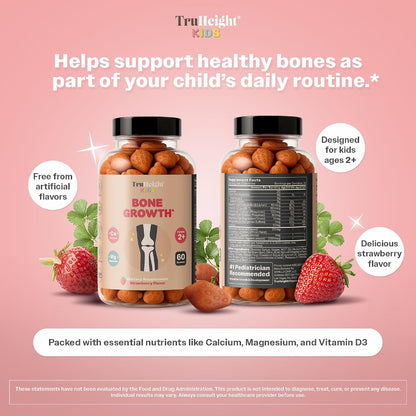 TruHeight Kids Bone Growth Gummies (Strawberry, Ages 2+)
