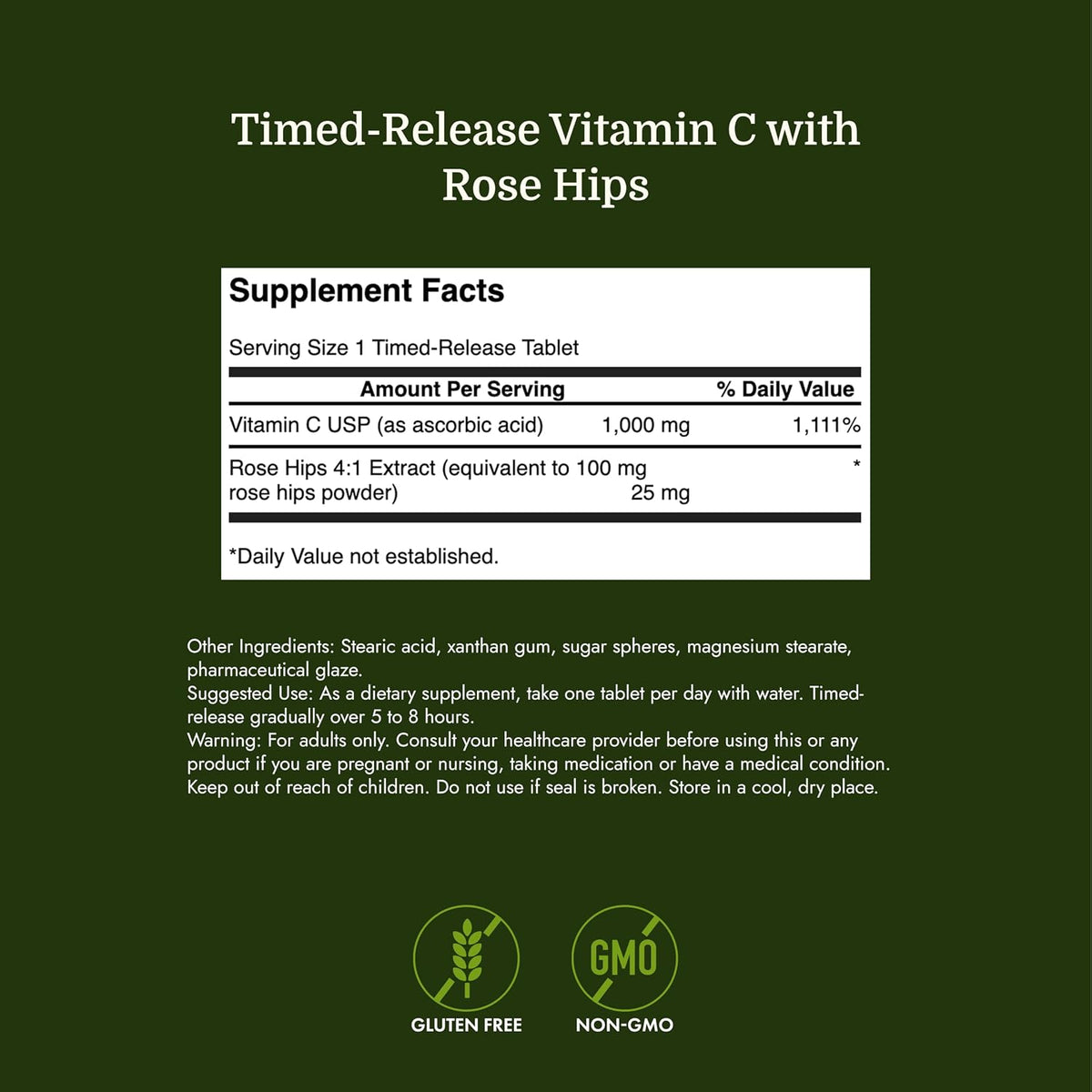 Swanson Timed-Release Vitamin C with Rose Hips – 1000 mg, 250 Tablets - görsel 4