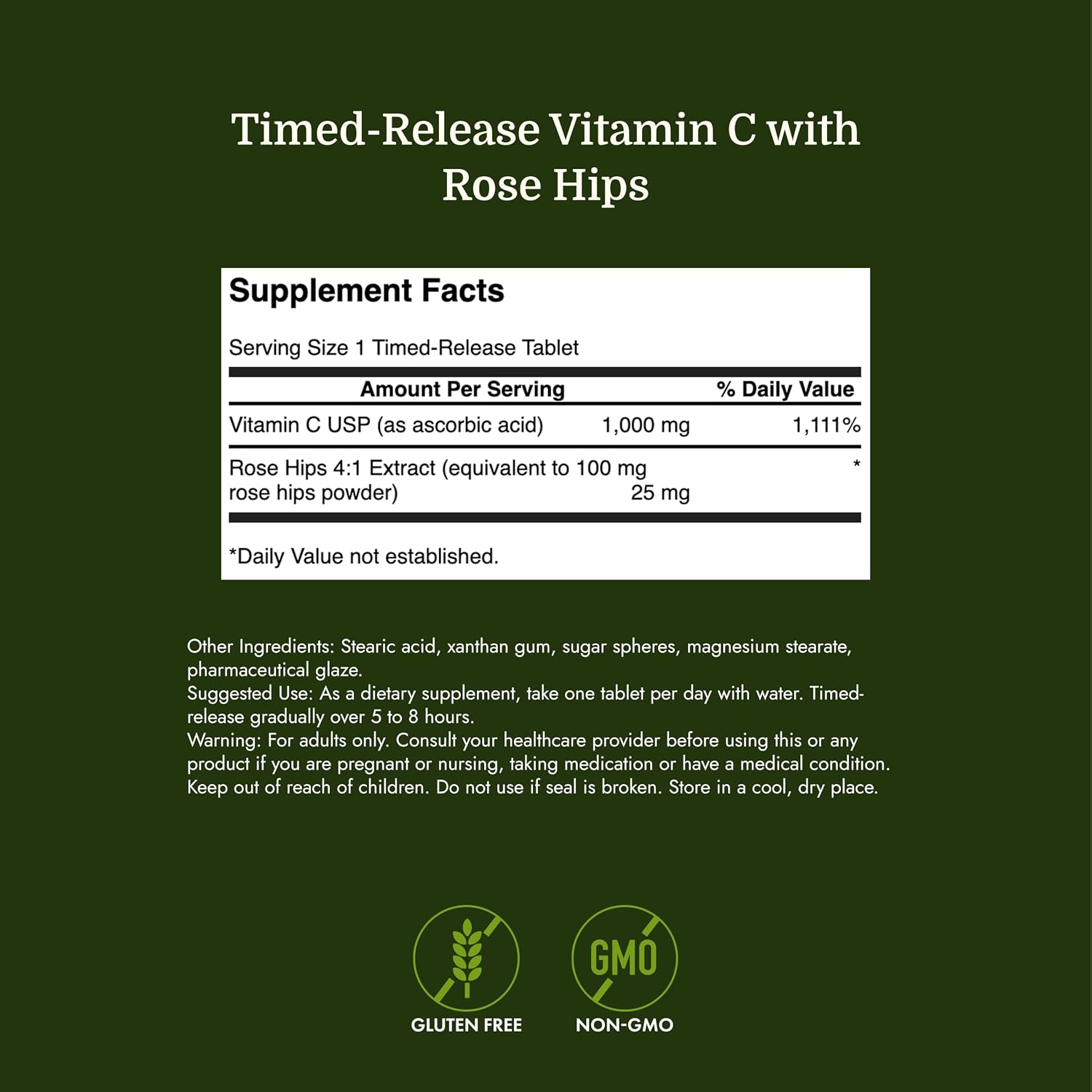 Swanson Timed-Release Vitamin C with Rose Hips – 1000 mg, 250 Tablets - görsel 4