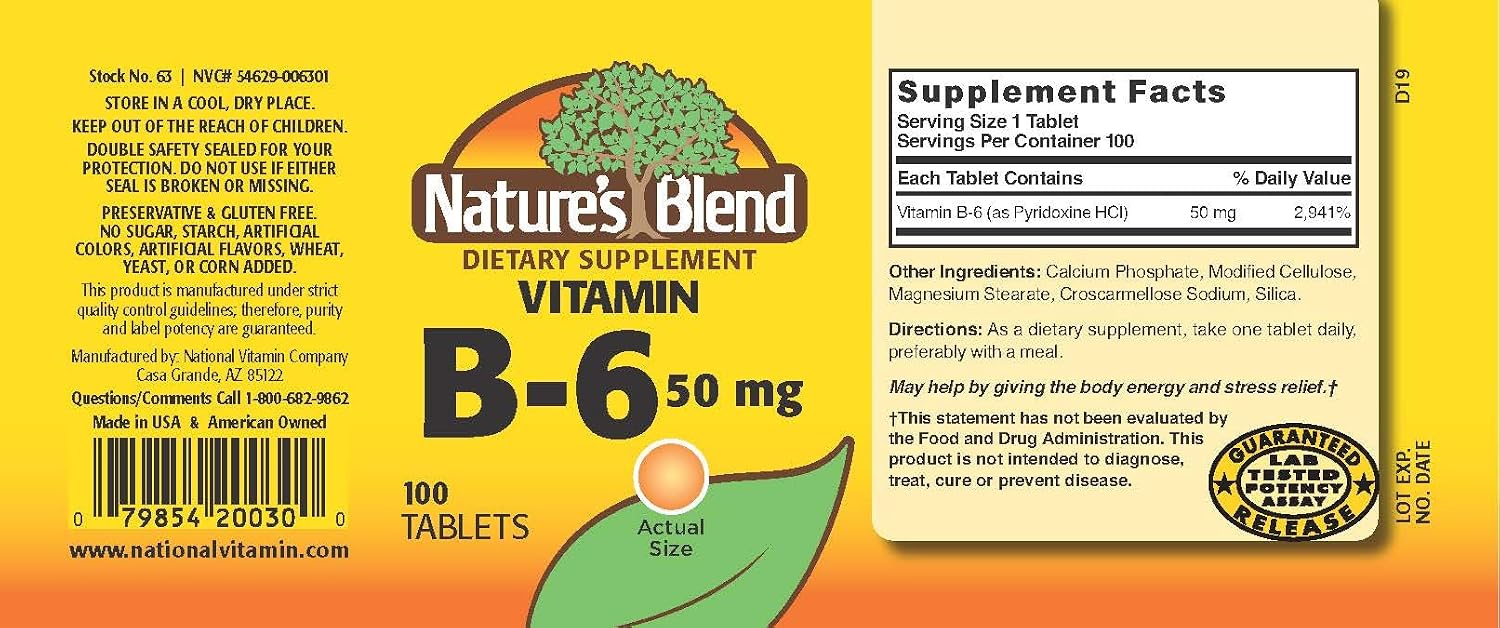 Nature's Blend Vitamin B6 50mg - görsel 2