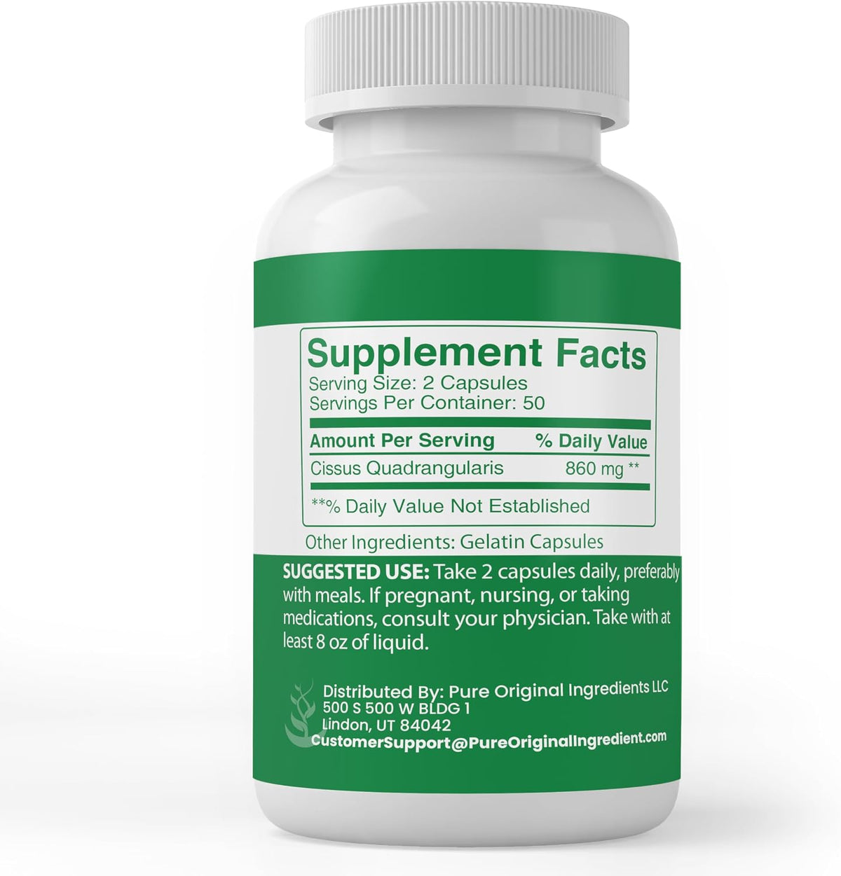 PURE ORIGINAL INGREDIENTS Cissus Quadrangularis, 100 Capsules, Always Pure, No Additives or Fillers, Laboratory Tested - görsel 2