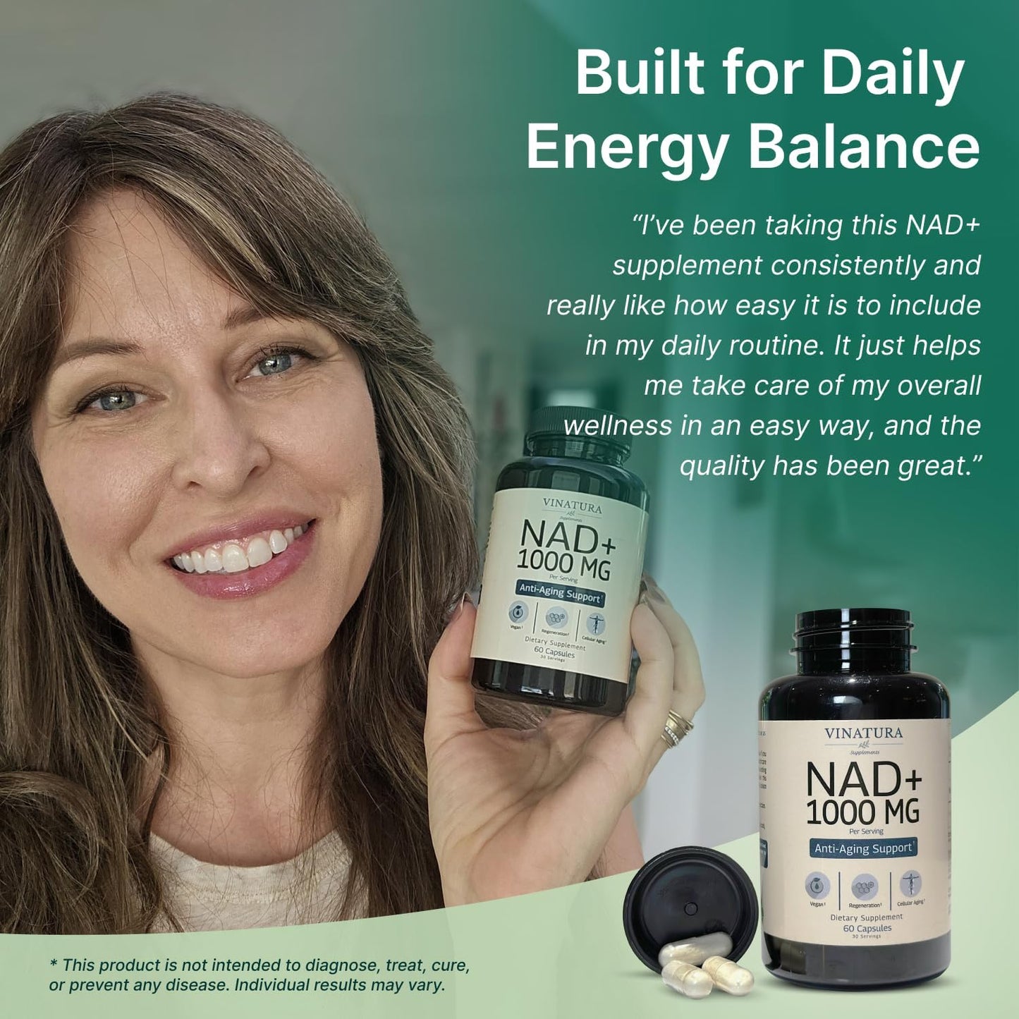VINATURA NAD Supplement 1000mg - Pure NAD+ for Cellular Health - görsel 5