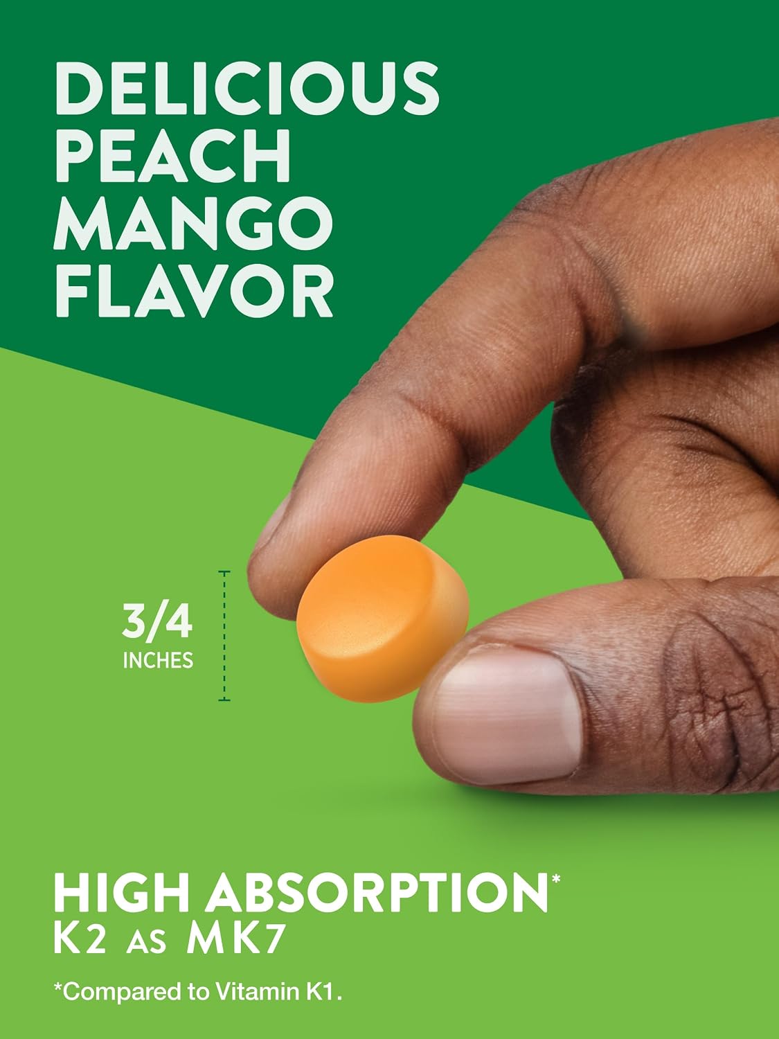 Nature's Truth Vitamin D3 + K2 Gummies, 50 Count, Peach Mango Flavour, Vegetarian, Non-GMO & Gluten-free - görsel 5
