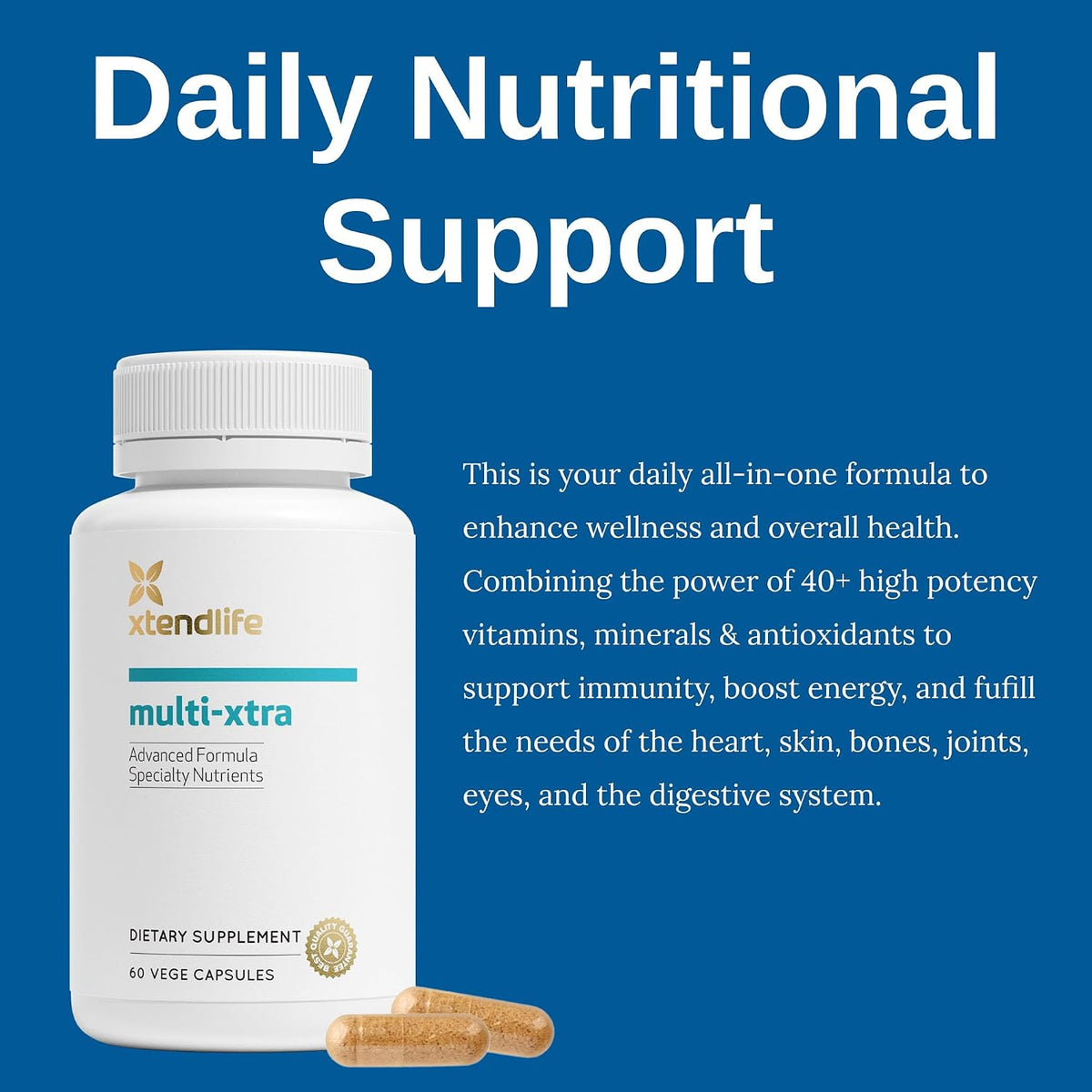 Xtendlife Multi-Xtra Multivitamin - 40+ Bio-available Vitamins, Minerals, Antioxidants & Herbs - 30 Day Supply - görsel 2