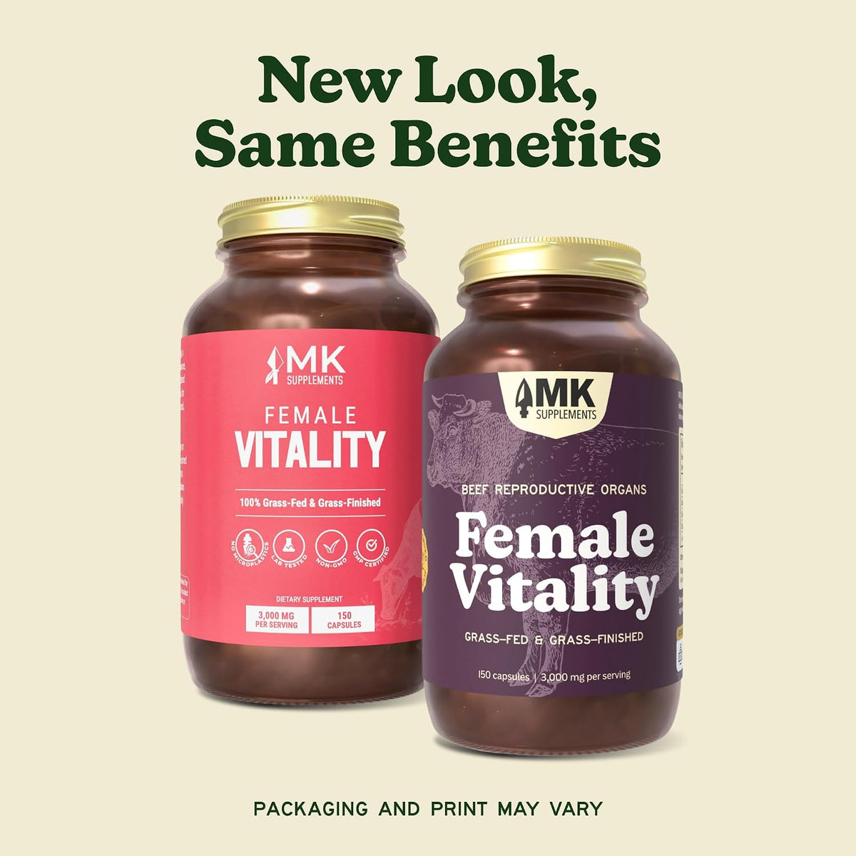 MK Supplements Female Vitality – Grass-Fed Beef Organs for Women, 150 Capsules - görsel 2