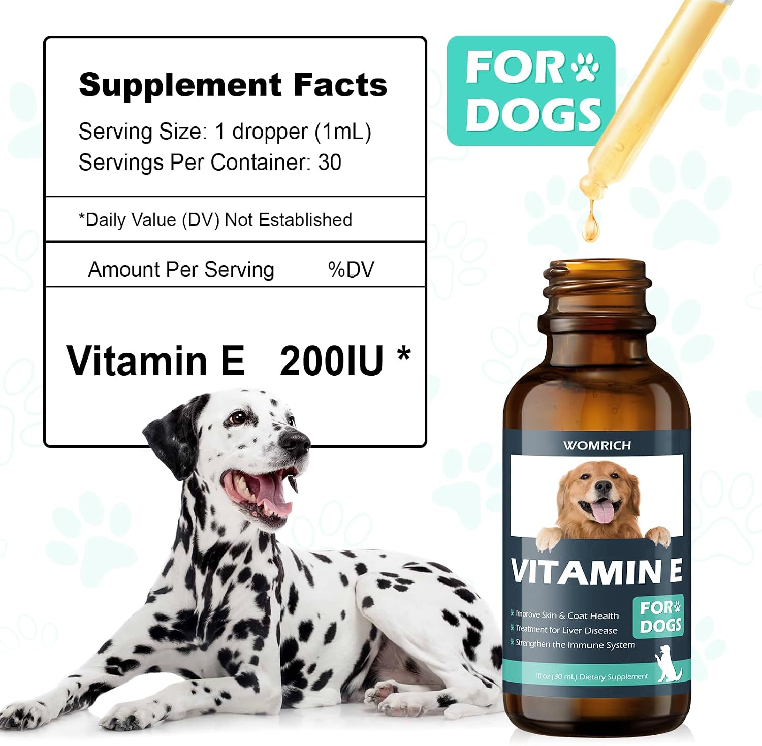Vitamin E Oil for Dogs – Natural Antioxidant Supplement – Supports Skin & Coat, Liver Function & Immune System – 30 ml - görsel 5