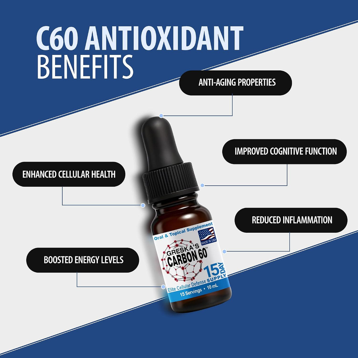 Greska's Carbon 60 in Organic Sunflower Oil - 15 Day Supply - Solvent-Free C60 Antioxidant Formula for Cellular Support, Vitality, Focus and Overall Wellness (10ml) - görsel 4