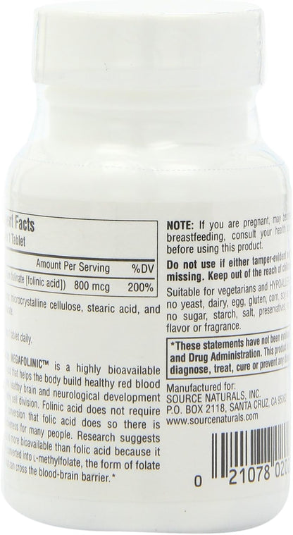 Source Naturals MegaFolinic – 60 Tablets (Pack of 2)