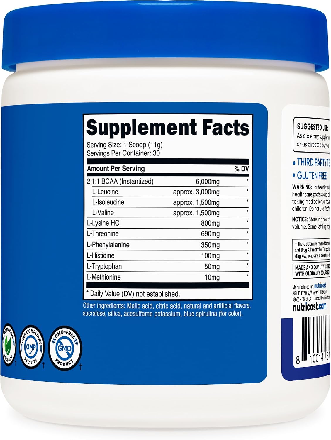 Nutricost EAA Powder - Essential Amino Acids - Blue Raspberry, 30 Servings - görsel 5