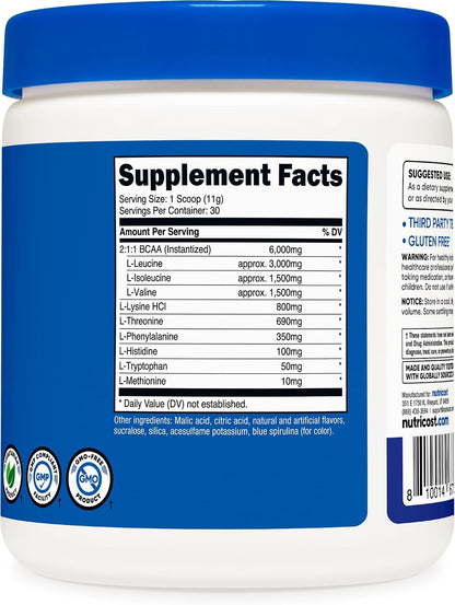 Nutricost EAA Powder - Essential Amino Acids - Blue Raspberry, 30 Servings