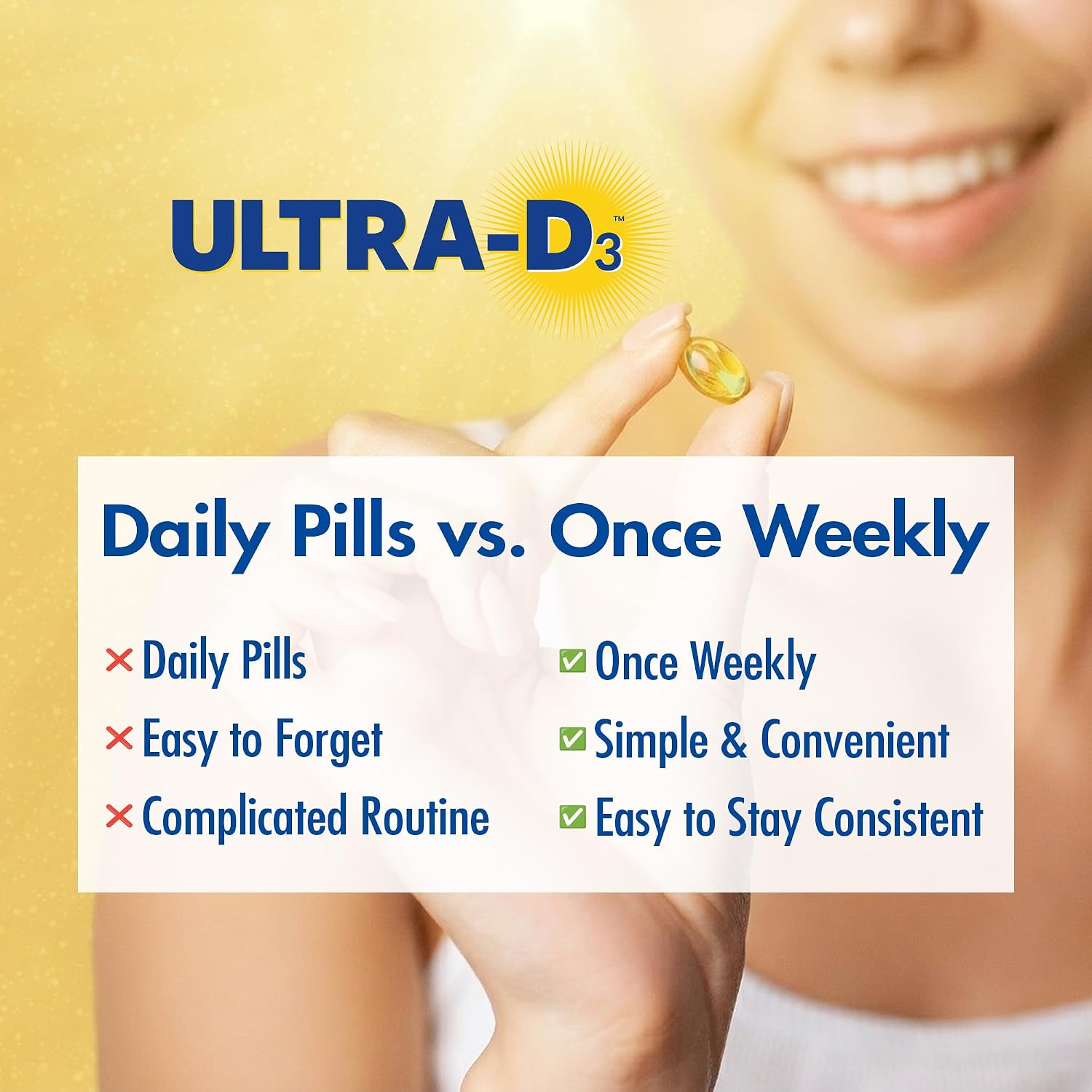ULTRA-D3 Once-Weekly Vitamin D3 50,000 IU Softgels, 12 Count Blister Pack with Weekly Tracker - görsel 6
