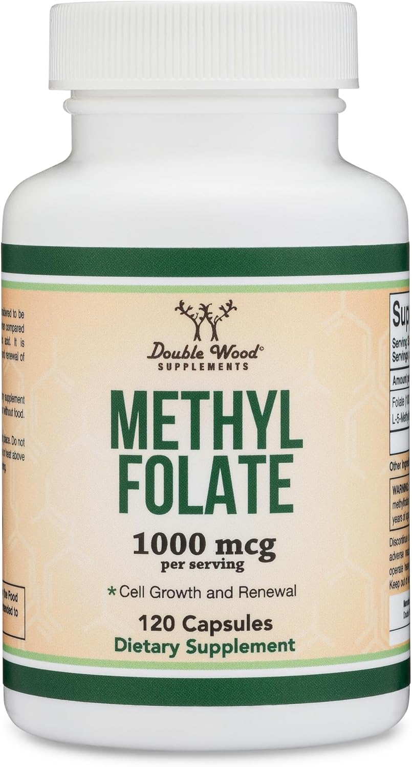 Methylfolate 1,000 mcg, 120 Capsules - Third-Party Tested Active Folate Food Supplement - görsel 5
