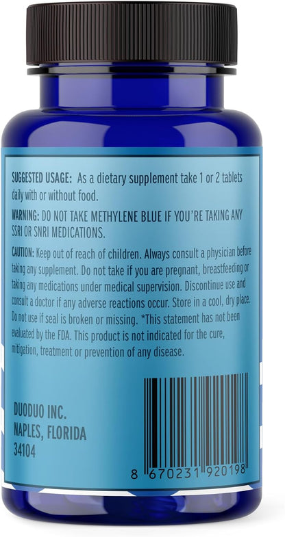 Methylene Blue, USP Grade, 20mg Tablets – 60 Scored & Unflavoured Tablets