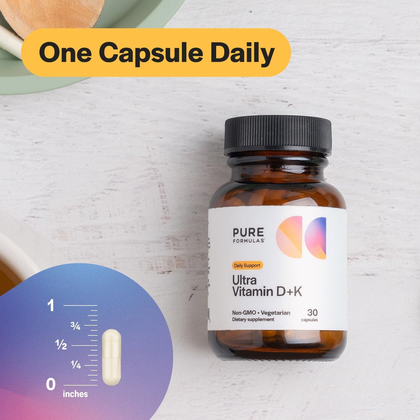 PureFormulas Vitamin D3 K2 5000 IU – 30 Vegetarian Capsules - görsel 4
