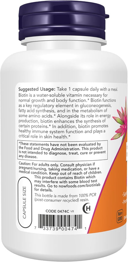 NOW Foods Biotin 5000 mcg - 120 Vegetable Capsules
