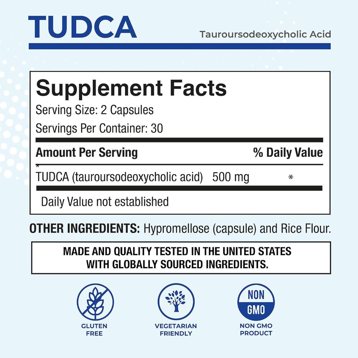 Puregen Labs TUDCA (Tauroursodeoxycholic Acid) 500mg per Serving - Bile Salts Liver Health Support - No Harmful Additives - Non-GMO - Gluten-free - 60 Vegetarian Capsules - görsel 2