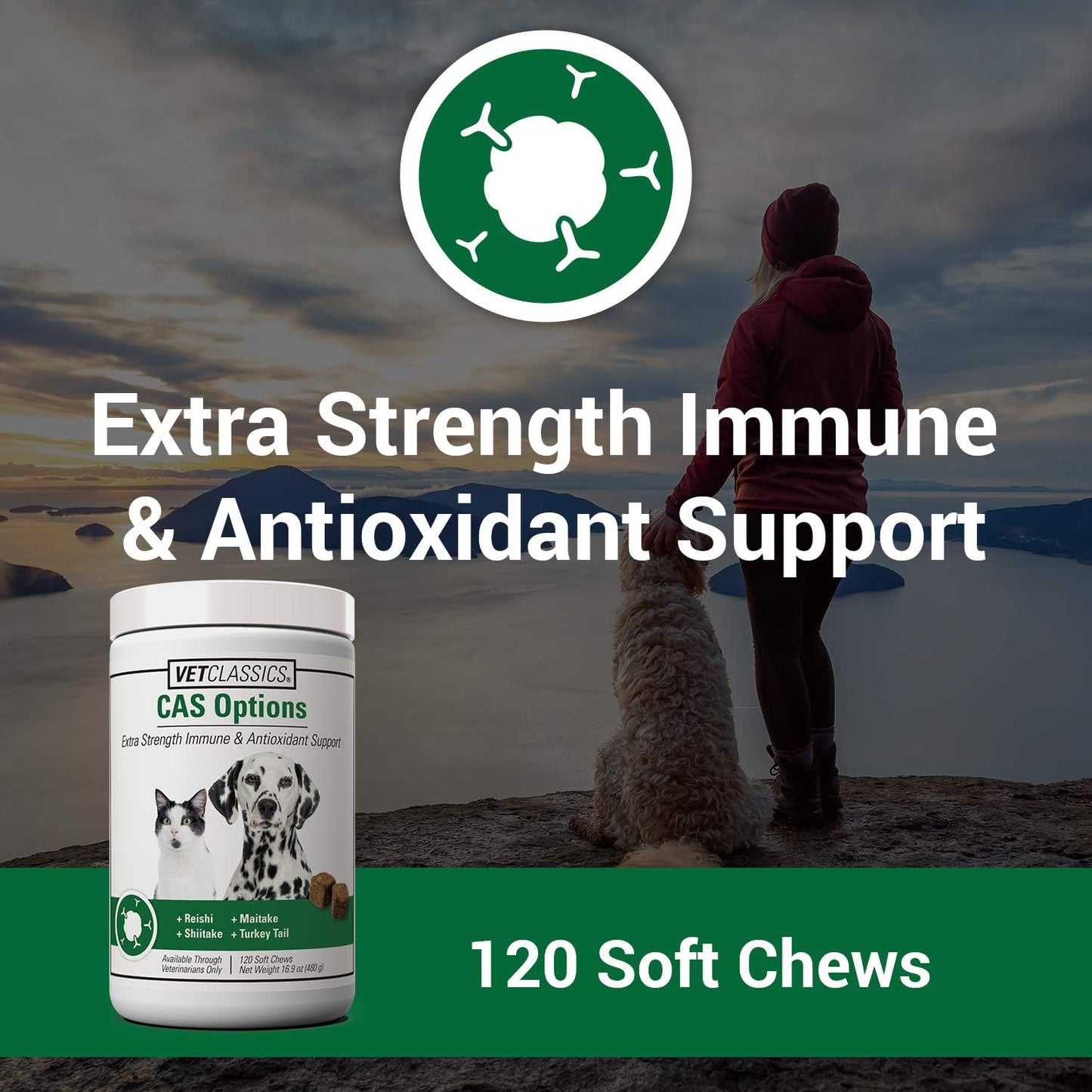 CAS Options Extra Strength Immune Support for Dogs, Cats – Pet Health Supplement, Dog Antioxidant Care – Extra-Strength Dog Supplement Formula – 120 Soft Chews - görsel 2