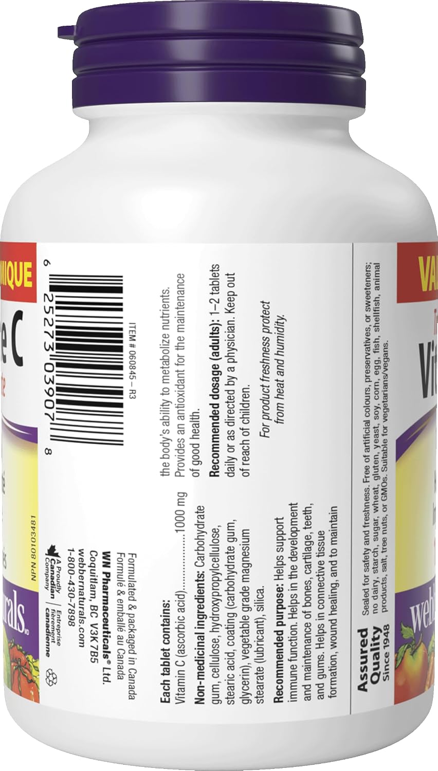 Webber Naturals Vitamin C Timed Release 1000 mg, 150 Tablets - görsel 8