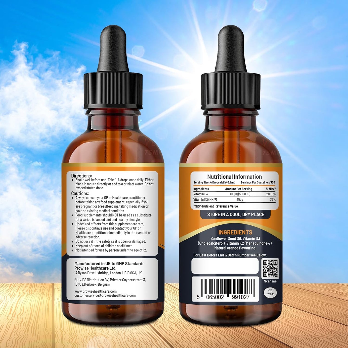 Vitamin D3 4000 IU + K2 MK7 25 mcg Orange Flavour Liquid Drops - görsel 2
