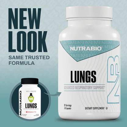 NutraBio Lungs Supplement - Respiratory and Immune Health Support with Immuno-LP20 - 90 Capsules