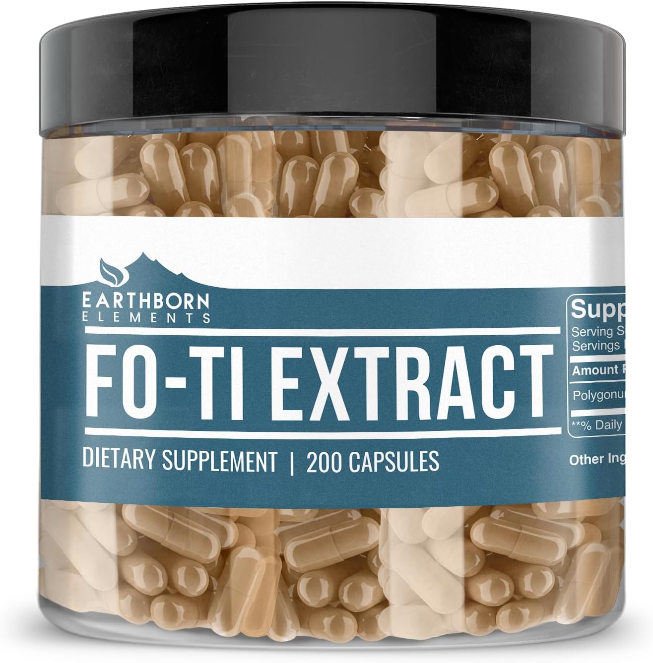 Earthborn Elements Fo-Ti Extract 200 Capsules, Pure & Undiluted, No Additives - görsel 2