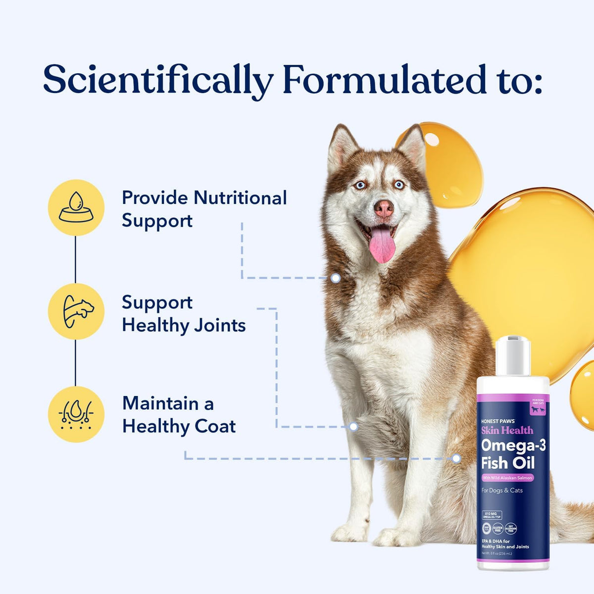 Salmon Oil for Dogs and Cats – Omega-3 Fish Oil Supplement for Skin, Coat, Joint and Heart Health – Natural, Sustainably Sourced Wild Alaskan Salmon, 237 ml - görsel 2
