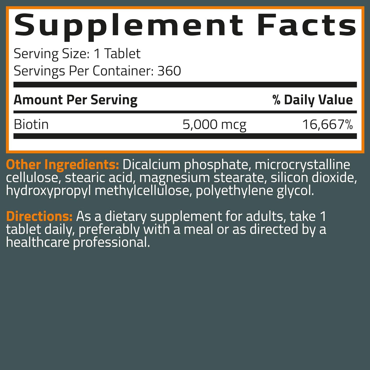 Bronson Biotin 5,000 mcg – High Potency for Healthy Hair, Skin and Nails – 360 Vegetarian Tablets - görsel 6