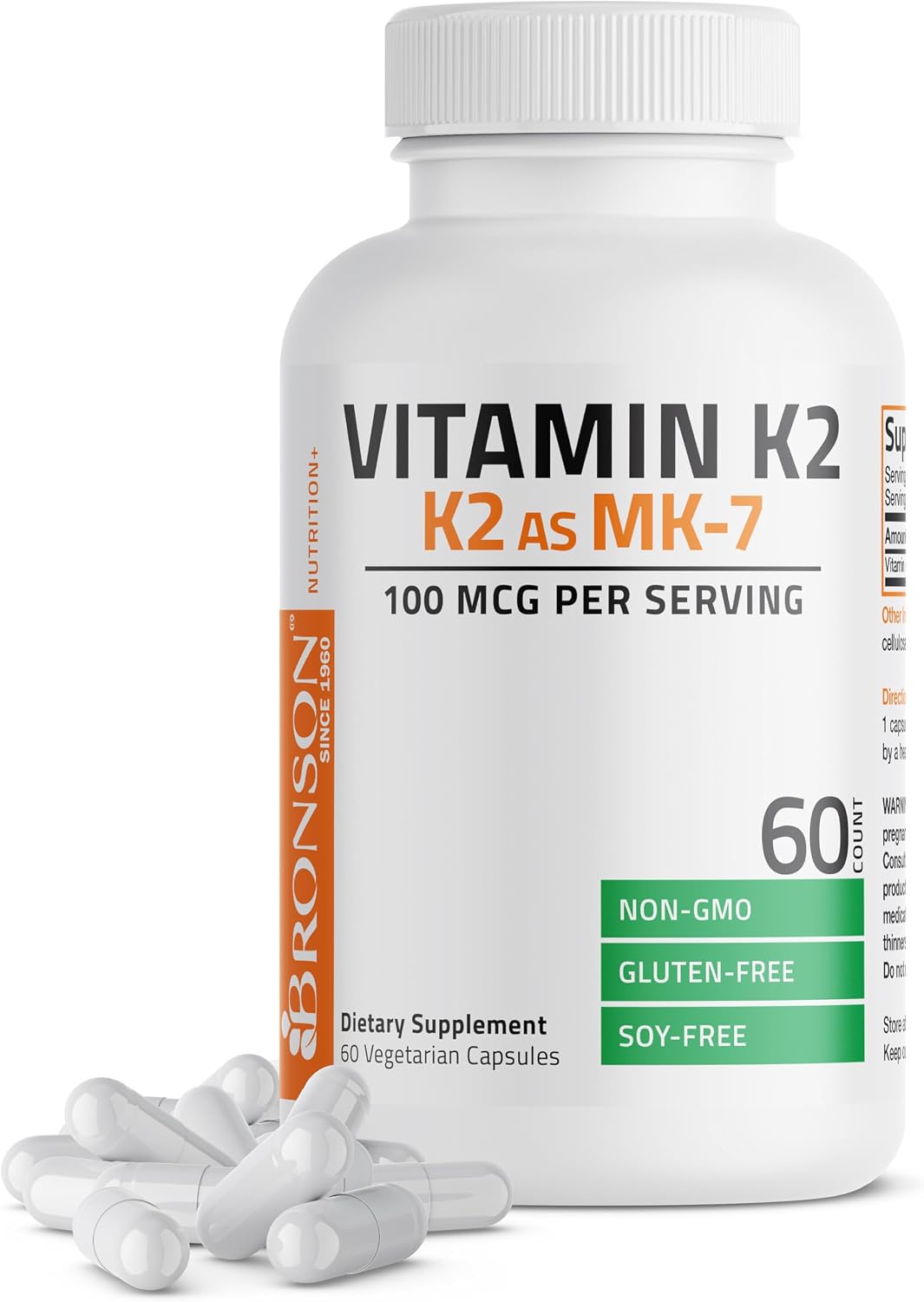 Bronson Vitamin K2 MK-7 100 mcg Non-GMO, 60 Capsules - görsel 1