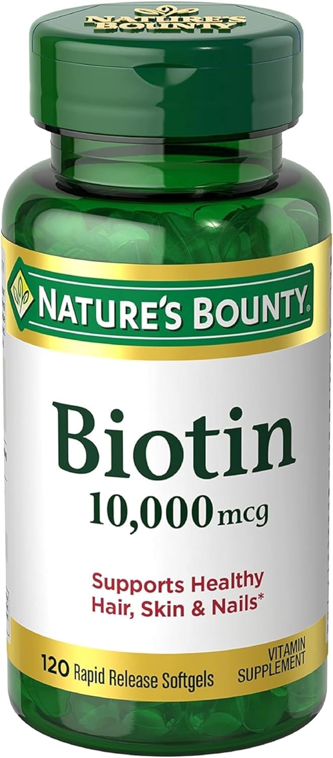 Nature's Bounty Biotin 10,000mcg Rapid Release Softgels, 120 Softgels (Pack of 2) - görsel 1