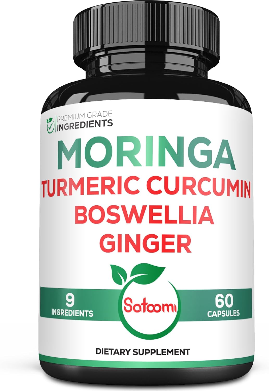 Satoomi 9in1 Moringa Capsules – Featuring Moringa, Turmeric, Boswellia, Ginger, Ashwagandha, Ceylon Cinnamon, Berberine, Milk Thistle & Resveratrol | 60 Count - görsel 1