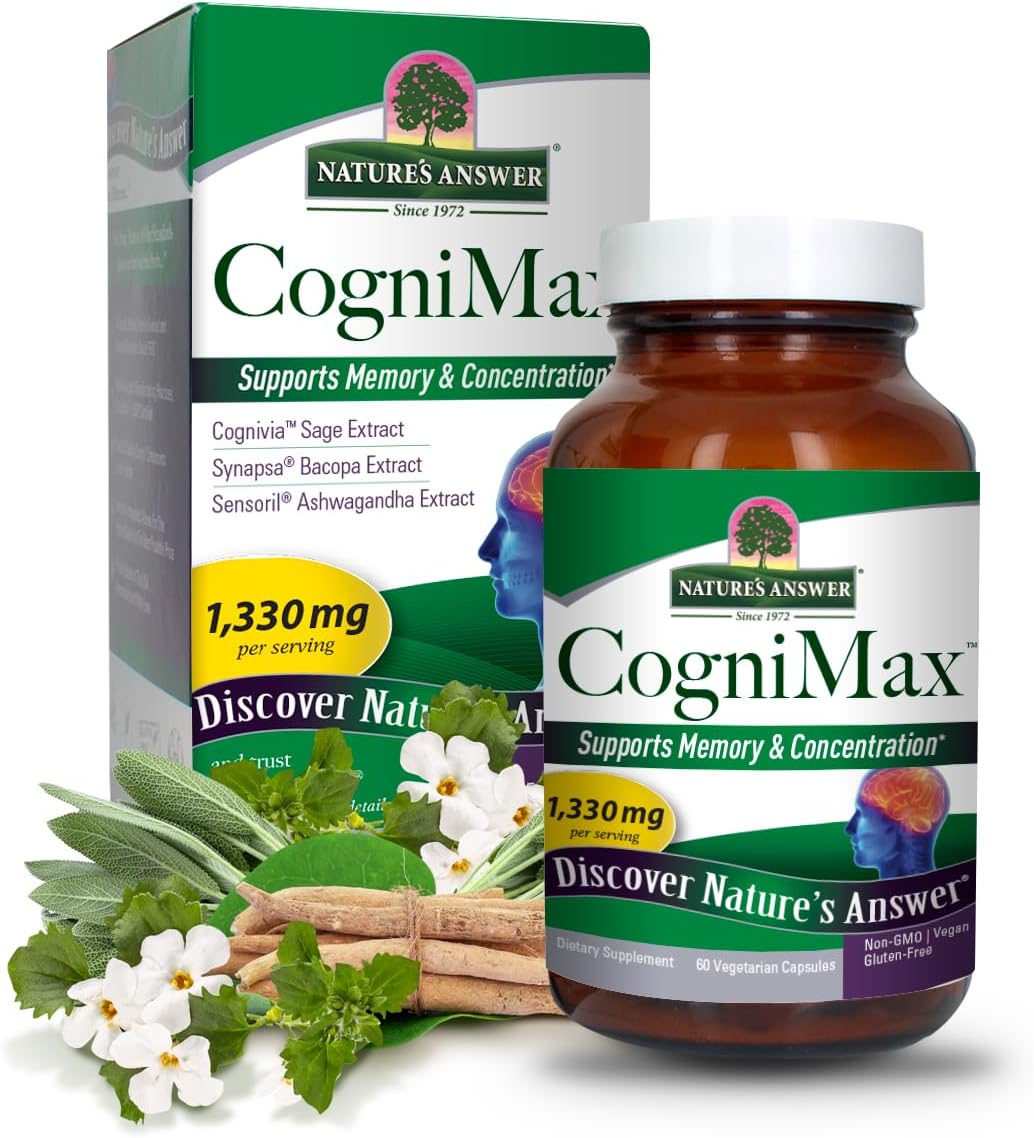 Nature's Answer CogniMax 1330 mg Food Supplement Blend, 60 Capsules - görsel 1