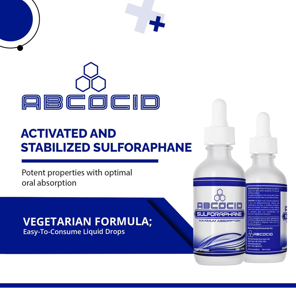 ABCOCID Activated and Stabilised Sulforaphane - 490 mg Liquid Supplement - 120 ml (240 Servings) - görsel 4