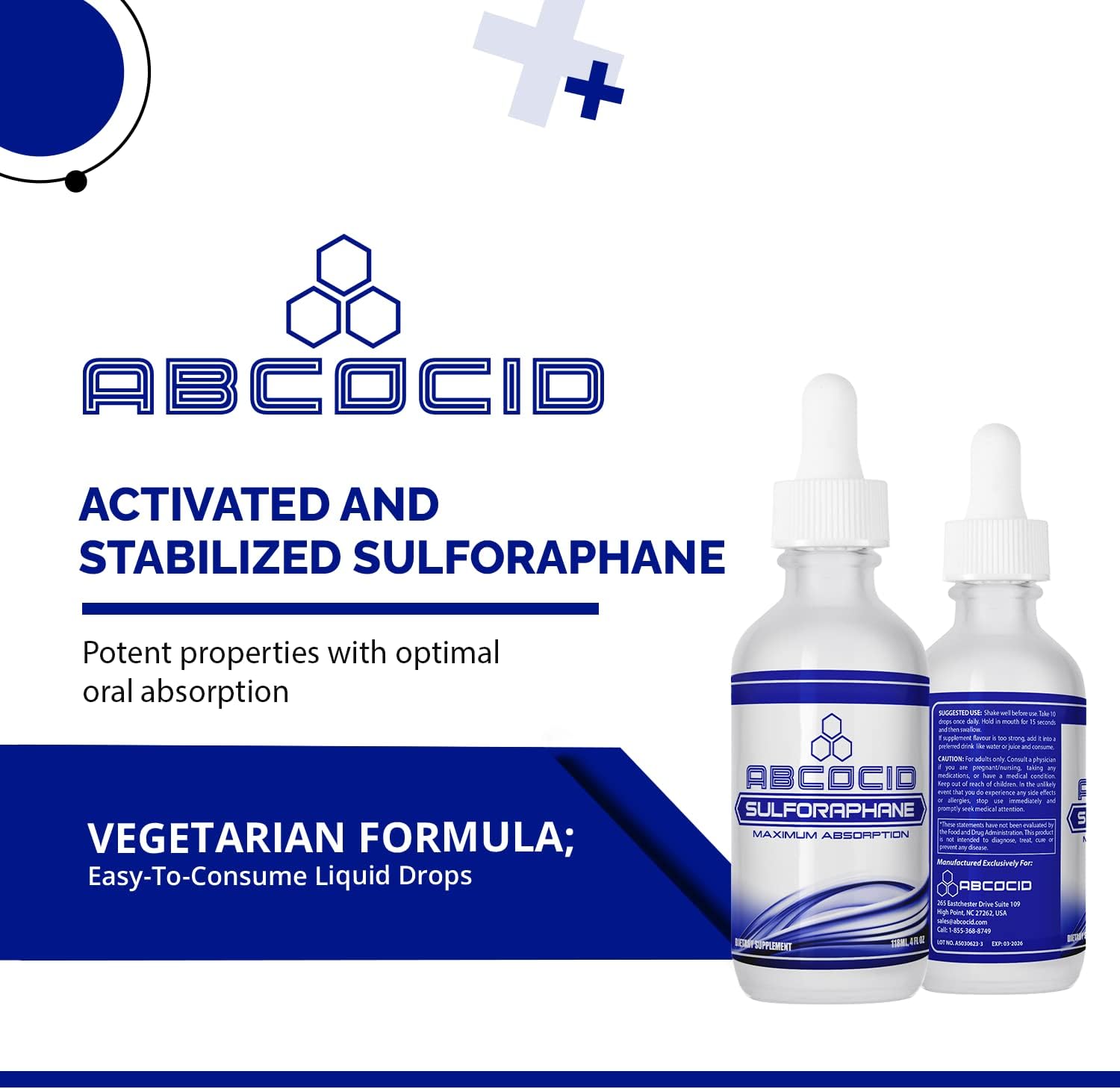 ABCOCID Activated and Stabilised Sulforaphane - 490 mg Liquid Supplement - 120 ml (240 Servings) - görsel 4