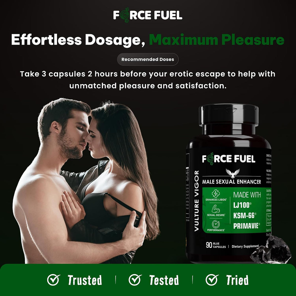 Vulture Vigour Male Performance Capsules – Tongkat Ali, Ashwagandha, Shilajit – 90 Capsules - görsel 5