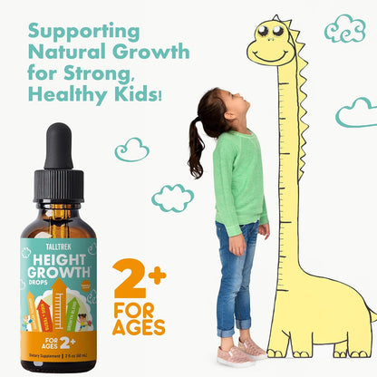 TallTrek Height Growth Supplement Drops for Kids & Teens – Bone Growth & Immune Support with Vitamins D3, K2, Zinc & Calcium – Gluten-free Vegan Pineapple Flavour