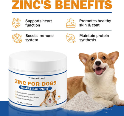 Zinc for Dogs, Heart Support Supplement for – Biotin: Supports healthy skin and a glossy coat by aiding keratin – Image 2