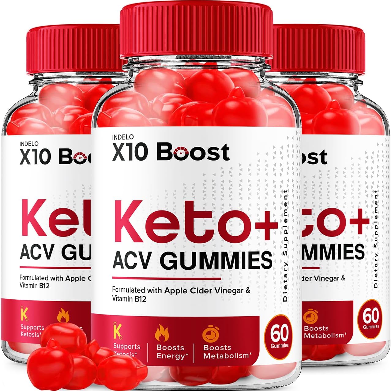 X10 Boost Keto ACV Gummies – 1000mg, with B12, Beetroot Juice & Pomegranate (3 Pack, 180 Gummies) - görsel 1