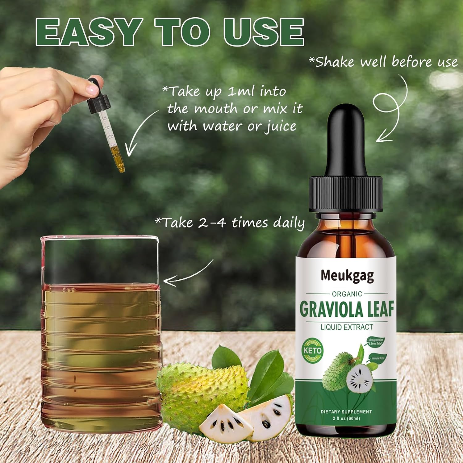 Meukgag Organic Soursop Graviola Leaf Extract Liquid, 60 ml - görsel 3