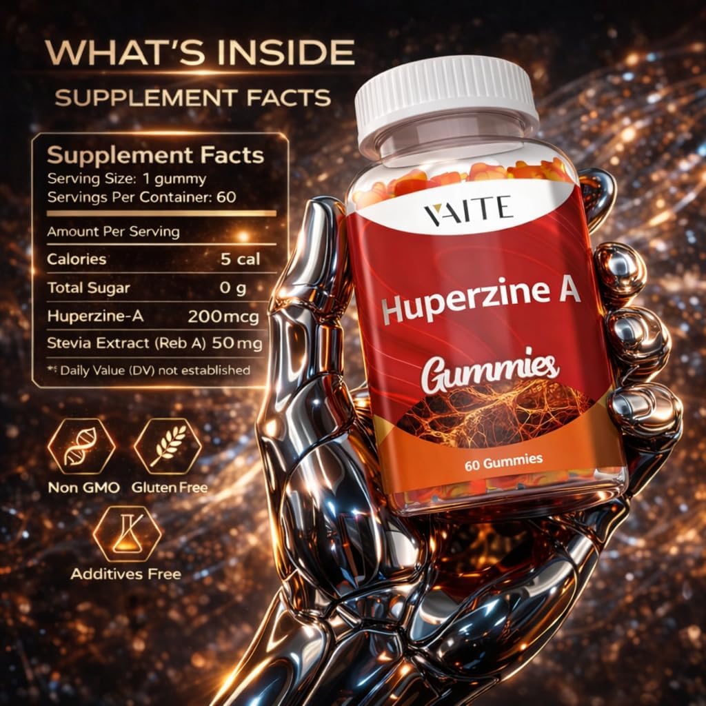 VAITE Huperzine A Gummies 200 mcg - Brain Supplement for Memory and Focus - 60 Vegan Chewables - görsel 3