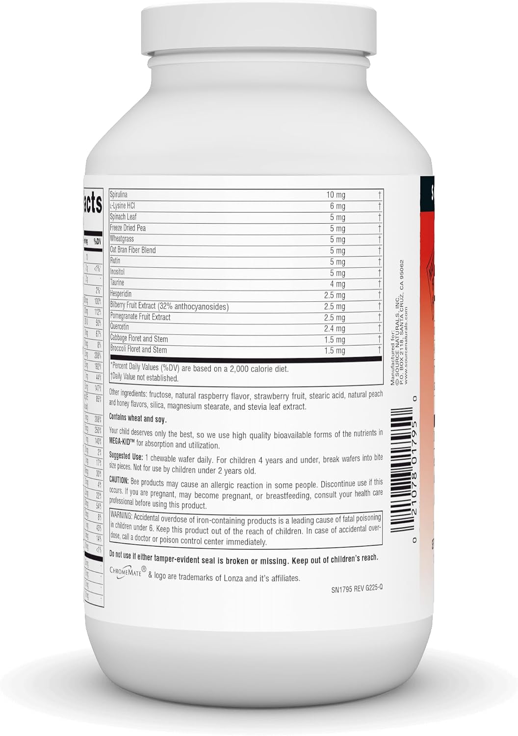Source Naturals Mega-Kid Chewable Multi-Vitamin, Natural Berry Flavours - 120 Wafers - görsel 3