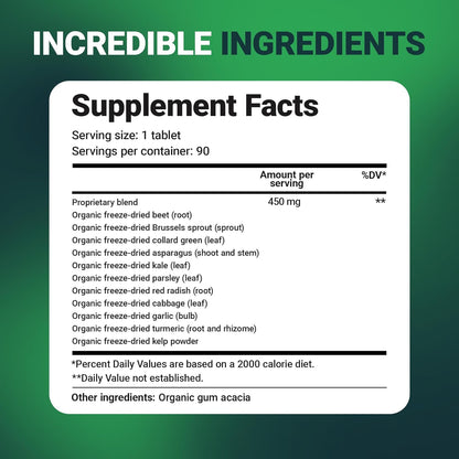 Dr. Berg's Greens Superfood Cruciferous Vegetable Tablets – 90 Tablets
