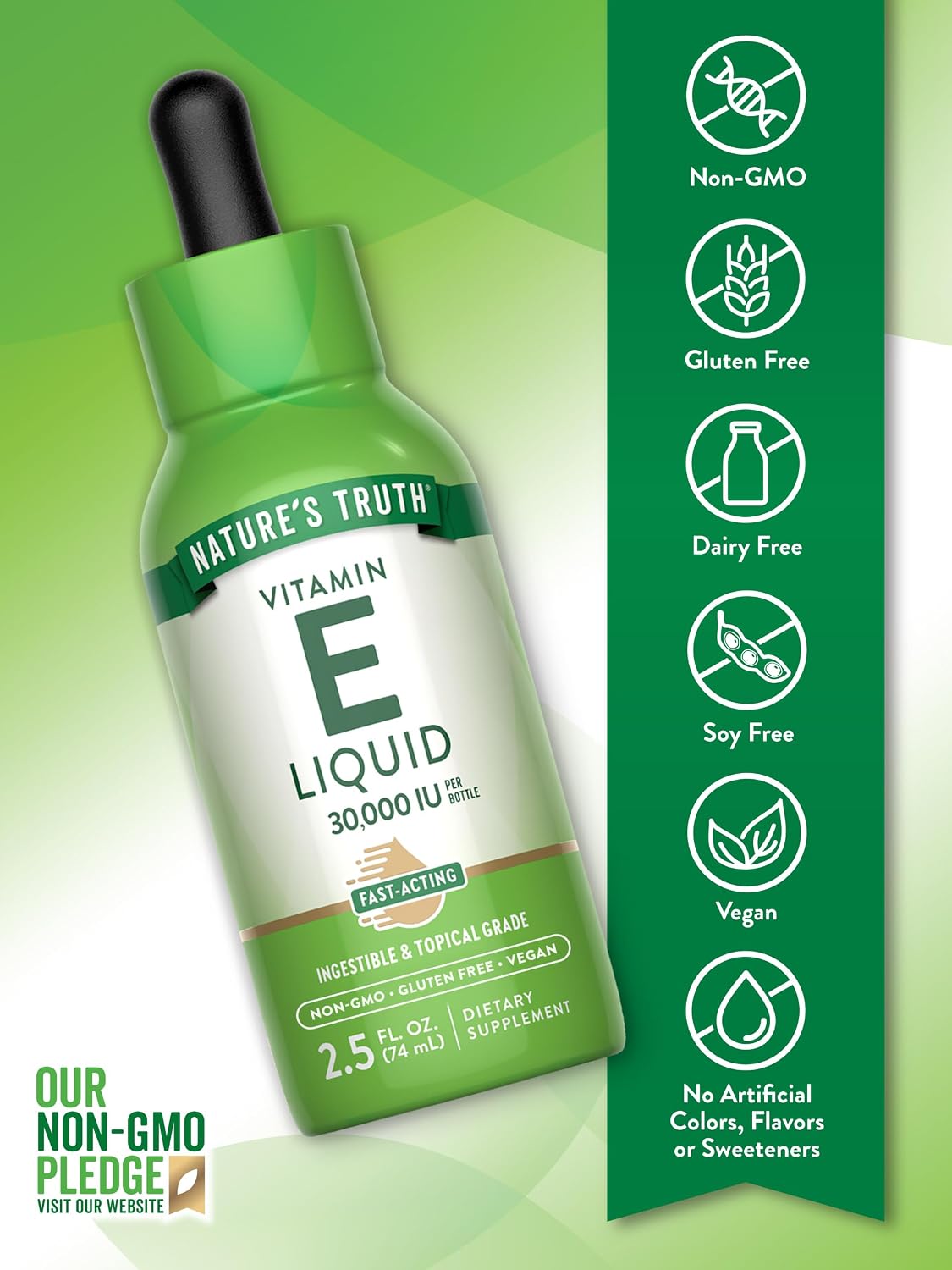 Nature's Truth Vitamin E Oil Supplement, 30,000 IU, 74 ml - Ingestible & Topical Grade - görsel 3