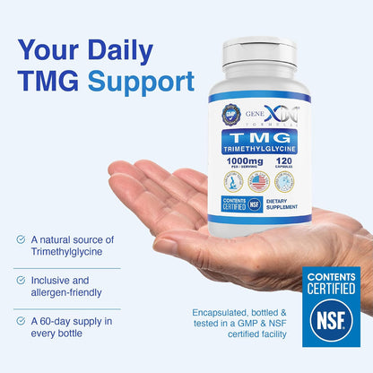 Genex Formulae TMG Food Supplement 1000mg – NSF Certified – Betaine Anhydrous Trimethylglycine – 120 Capsules