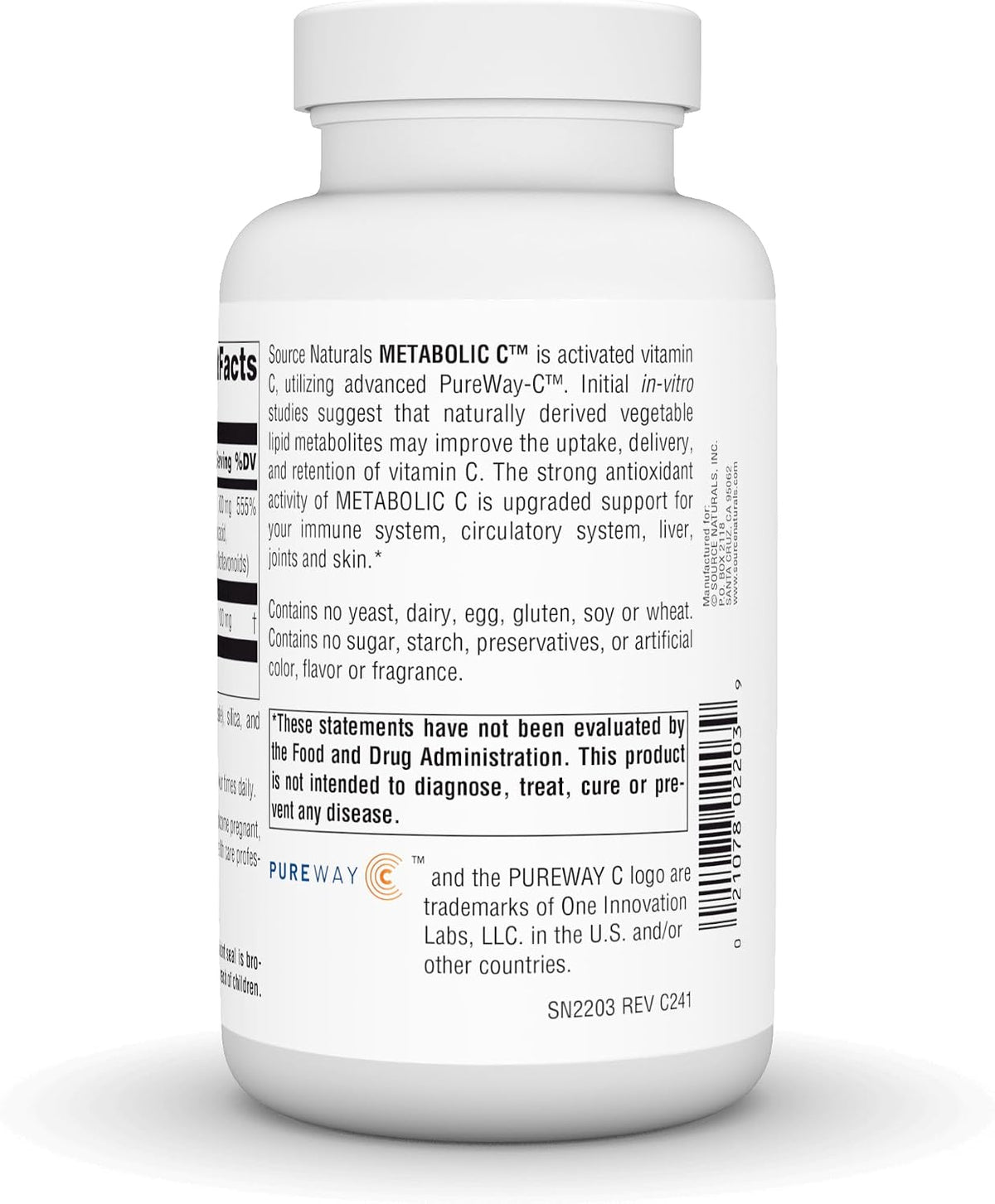Source Naturals Metabolic C 500 mg Vitamin C - 180 Capsules - görsel 4