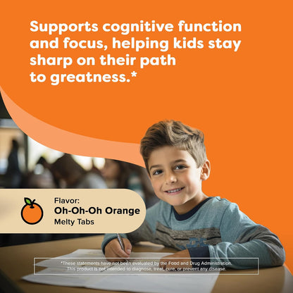 Renzo's Bright & Brainy Vitamin B6, Dissolving Kids Vitamin B6, 60 Sugar-Free Melty Tabs, Oh Oh Oh Orange Flavoured