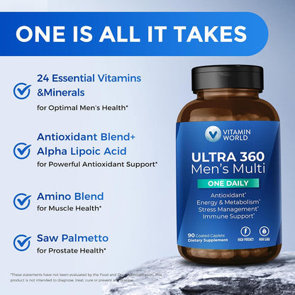 Vitamin World Ultra 360 Multivitamin for Men One Daily - 90 Tablets