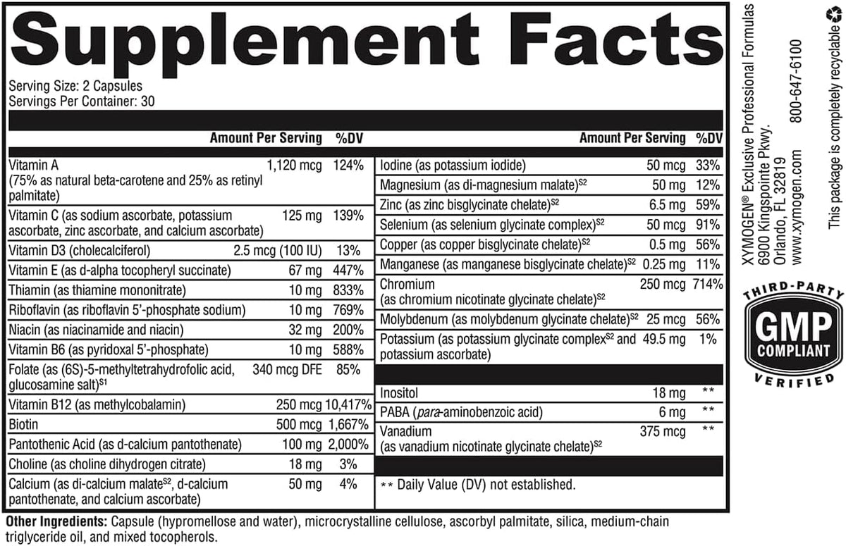 XYMOGEN ActivNutrients without Iron - No Iron Multivitamin for Wellness Support - 60 Count - görsel 2