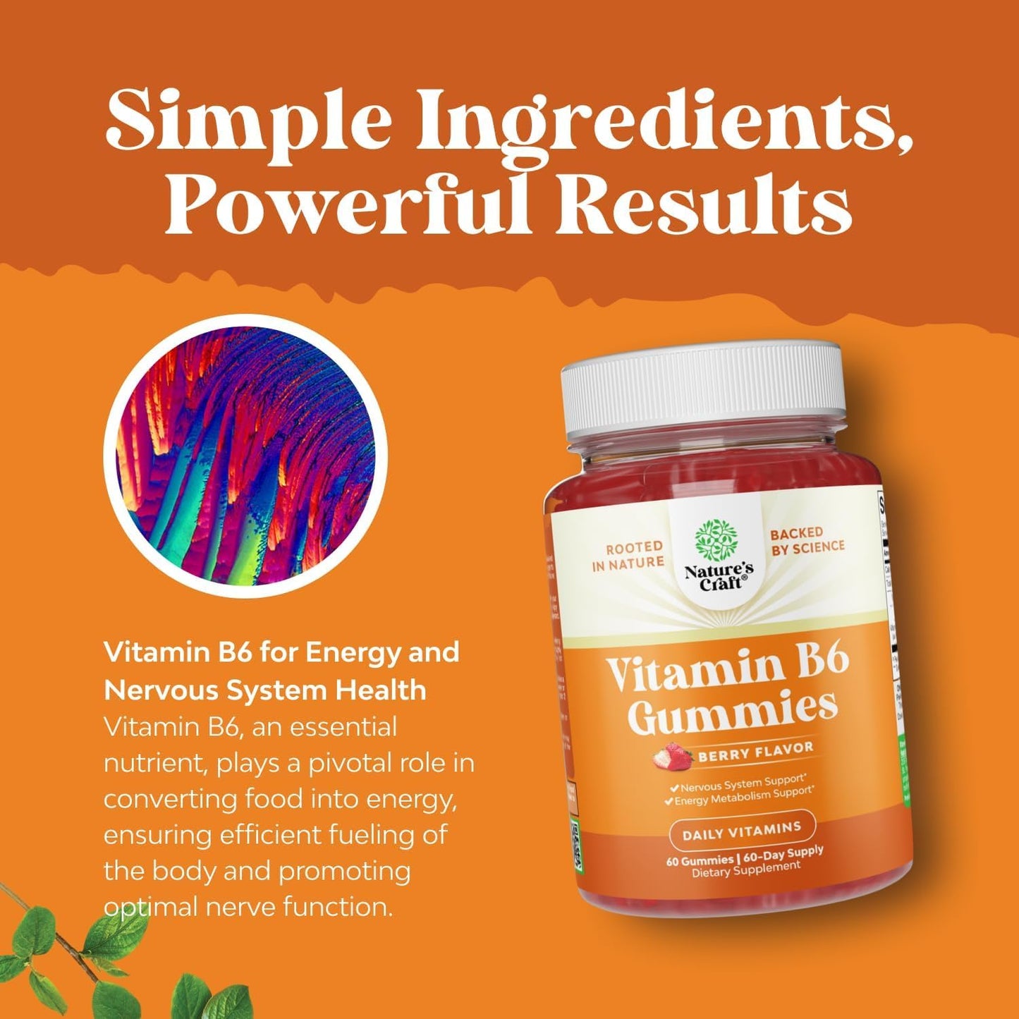 Vitamin B6 Gummies 50mg for Men & Women – Immune, Nerve & Mood Support – Vegan & Kosher – 60 Gummies - görsel 5