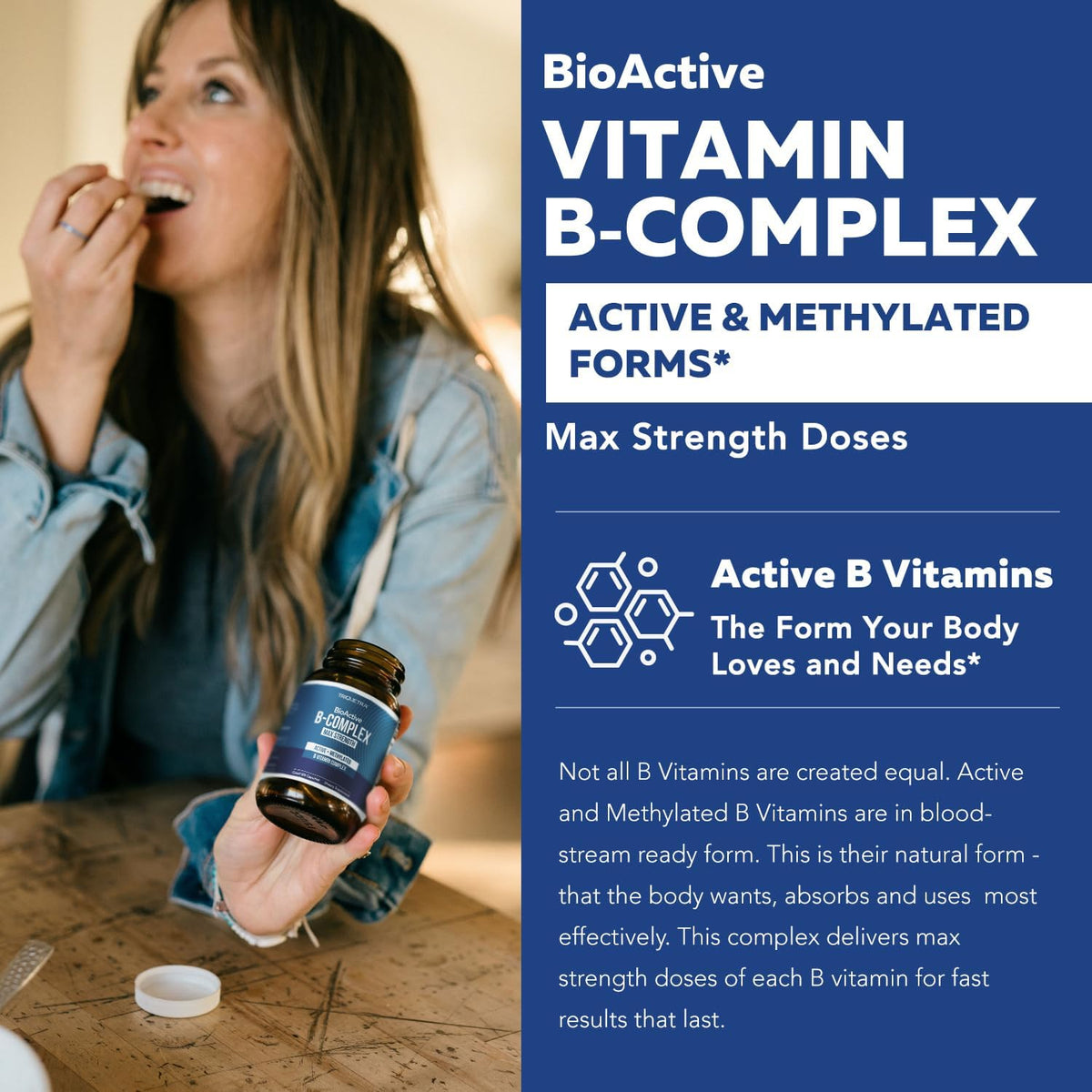 BioActive Vitamin B Complex - Blood Stream Ready, Methylated B Complex - Featuring Methylfolate, 3 BioActive Forms of B12, – Image 2