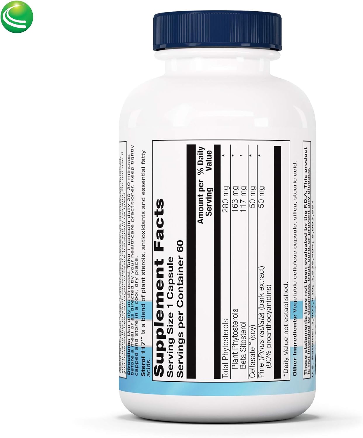 Sterol 117 - Plant Sterols Supplement with Beta Sitosterol, 60 Vegetarian Capsules - görsel 2
